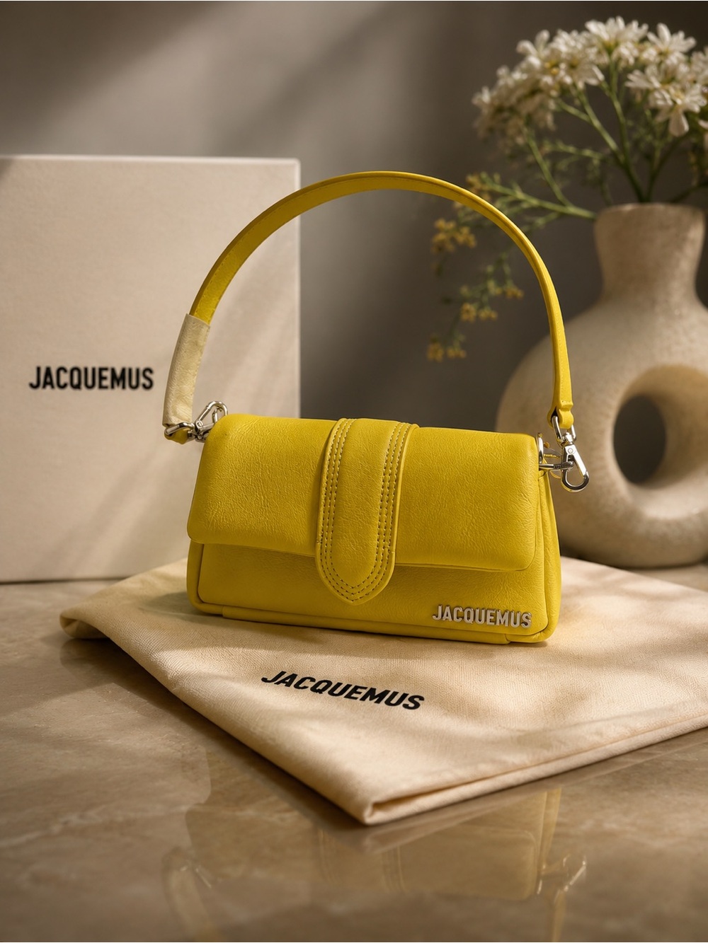 New with Tag! $995 Authentic Jacquemus Sunburst Yellow Small Crossbody Bag